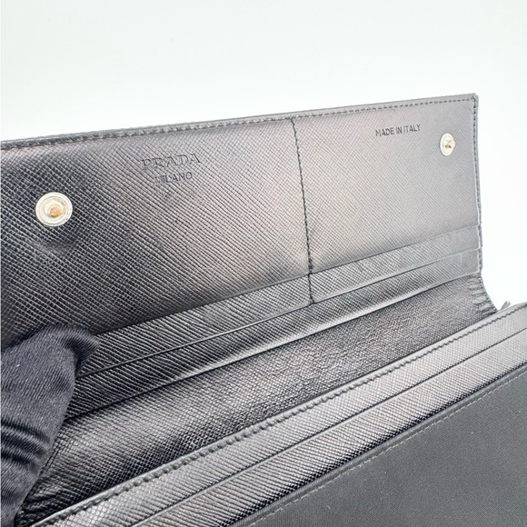 Prada Tessuto Continental Long Wallet Black Nylon & Leather w/ Silver Hardware - Picture 9 of 13